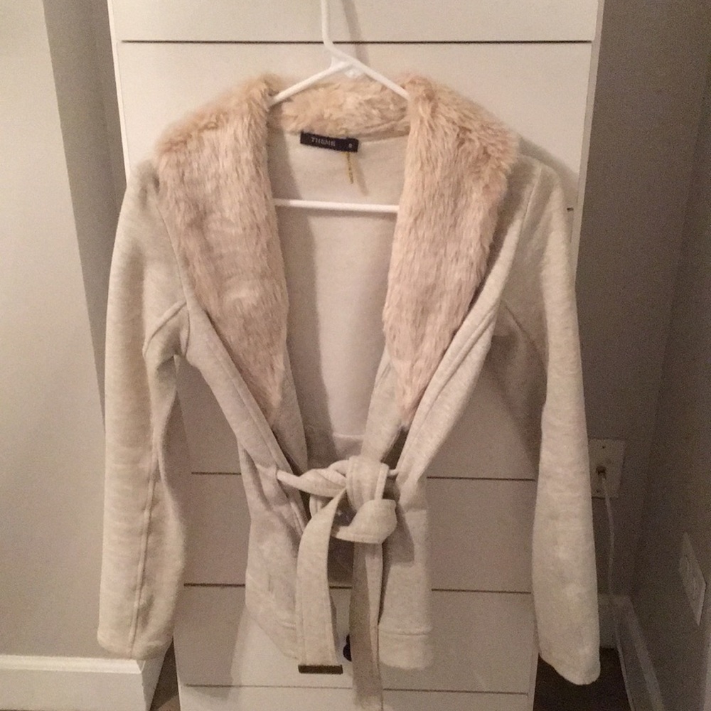 Fur neck cardigan